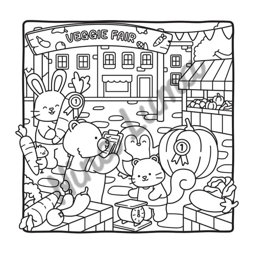 Coloriage Snuggly Friends Petit village cosy - Dessain et Tolra