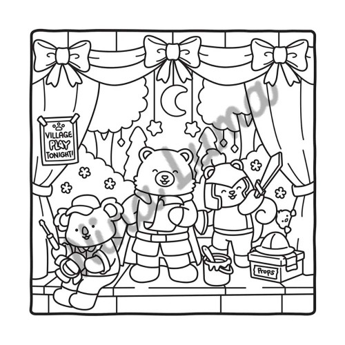 Coloriage Snuggly Friends Petit village cosy - Dessain et Tolra