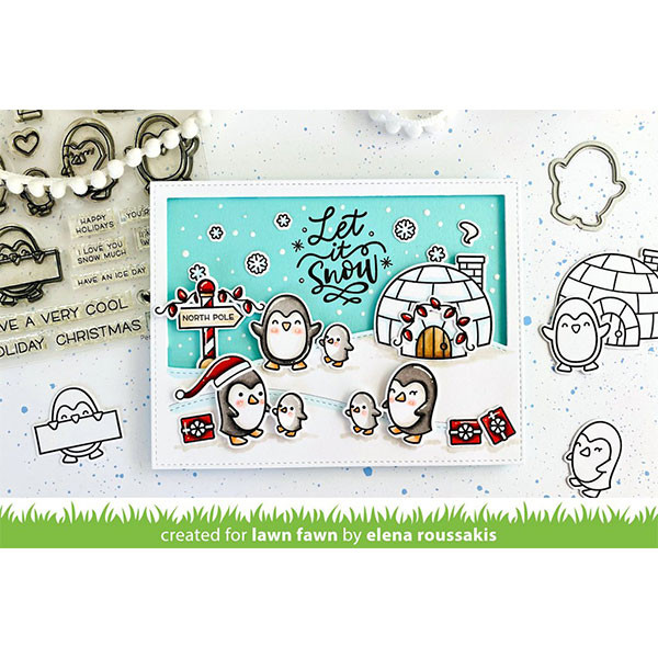 Tampons Transparents Pingouins & Flocons De Neige + Matrices De Découpe - DIY Scrapbooking, Cadeau Créatif
