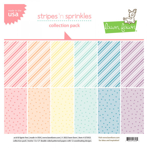 Papier Imprimé Pack de Collection Stripes 'n Sprinkles 30.5 x 30.5 cm 12 pcs
