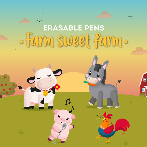 Stylo gel effacable 4 pcs Farm Sweet Farm - Legami