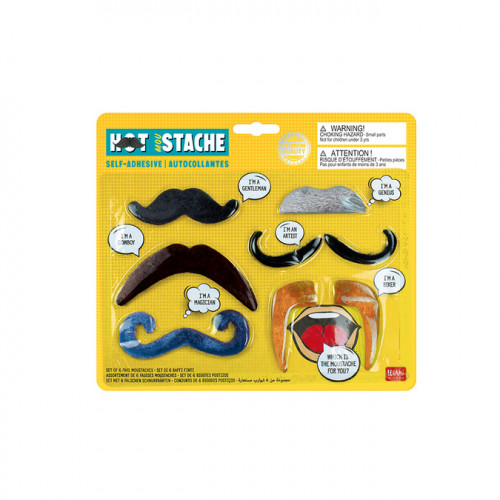 Assortiment De 6 Fausses Moustaches - Accessoire Déguisement - Styles Noir, Gris Et Blond - 6 Modèles Différents