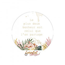 Badge Doux Bonheur 38 mm 1pc