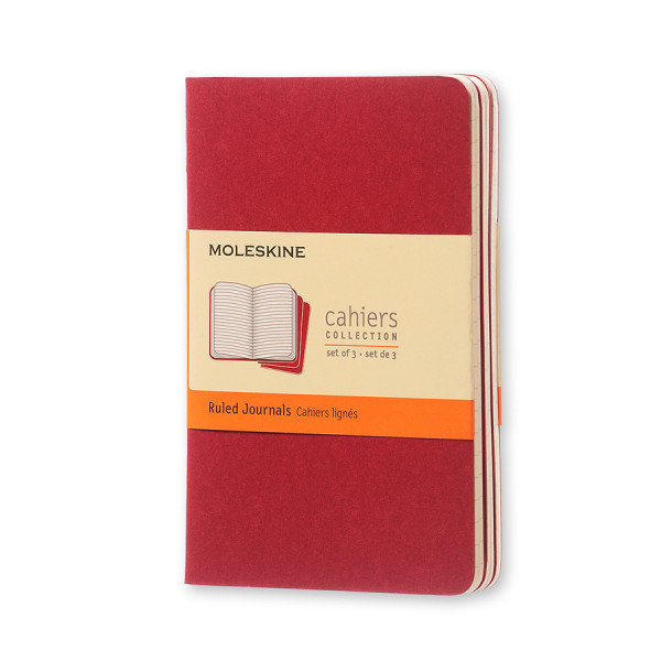 Cahier de Poche Ligné 9 x 14 cm Rouge Canneberge Lot de 3