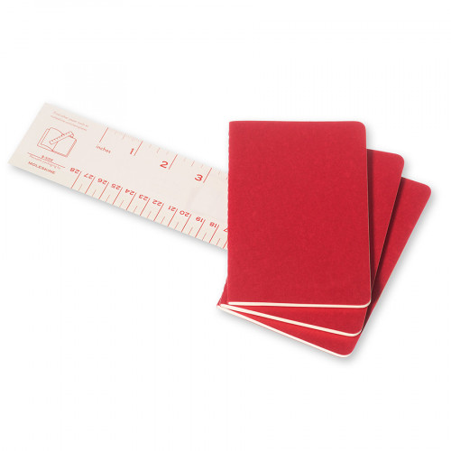 Cahier de Poche Ligné 9 x 14 cm Rouge Canneberge Lot de 3