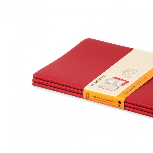 Cahier Moleskine Ligné 13 x 21 cm Rouge Canneberge Lot de 3