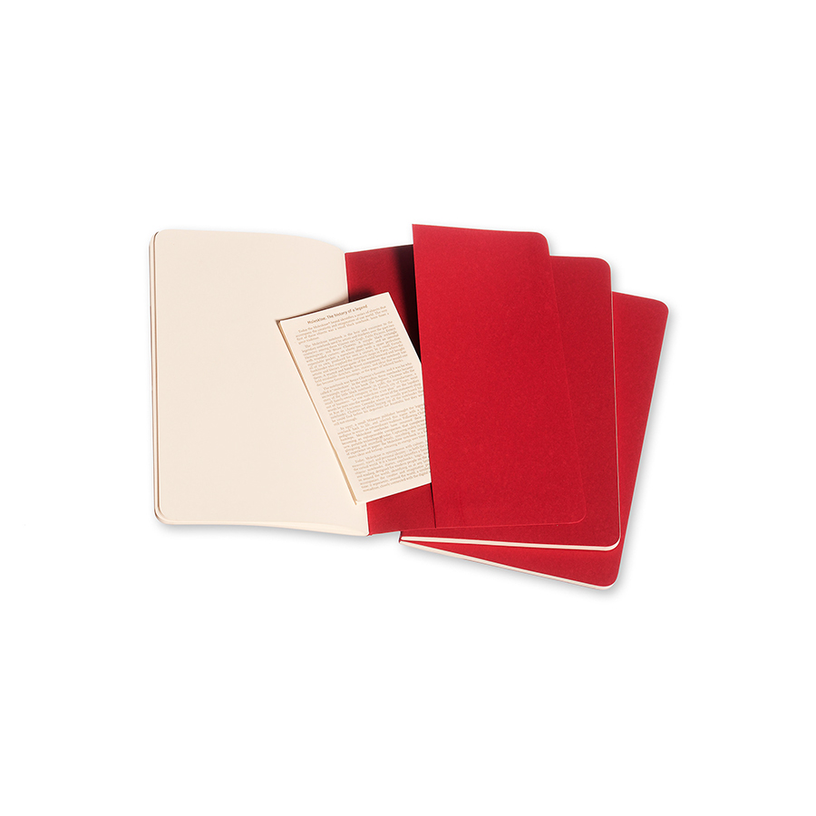 Cahier Moleskine Pages blanches 13 x 21 cm Rouge Canneberge Lot de 3