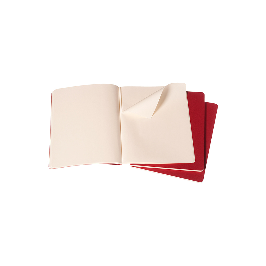 Cahier Moleskine Pages Blanches 19 x 26 cm Rouge Canneberge Lot de 3