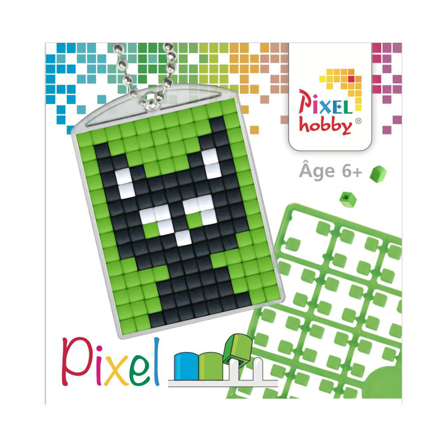 Kit Créatif Pixel – Tableau 12x12 Cm – Motif Chat – Sans Colle Ni Fer, Bioplastique Recyclable – Dès 6 Ans
