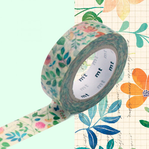 Masking Tape 7 m x 15 mm Fleurs sur papier