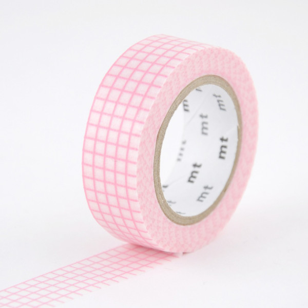 Masking Tape 7 m x 15 mm Quadrillé Rose