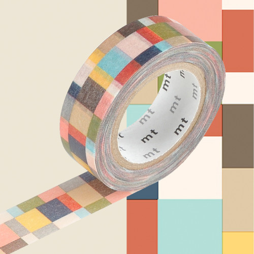 Masking Tape 7 m x 15 mm Mosaïque Gris Ocre