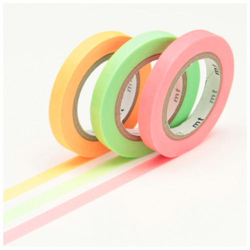 Masking Tape Slim 7 m x 6 mm Set I 3 couleurs Unies Fluo