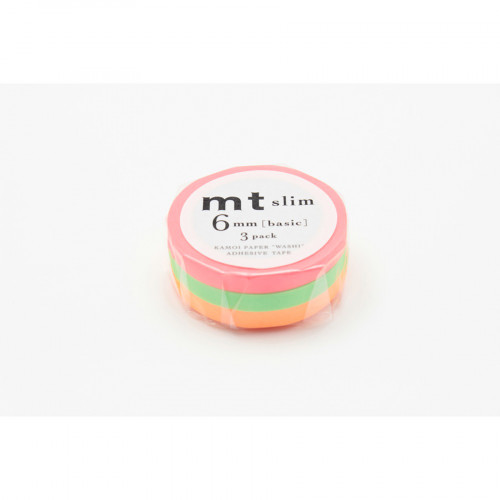 Masking Tape Slim 7 m x 6 mm Set I 3 couleurs Unies Fluo