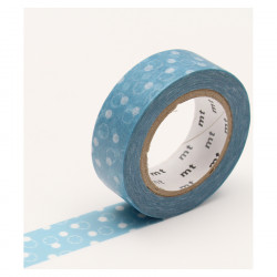 Masking Tape 7 m x 15 mm Fleur de coton Bleu