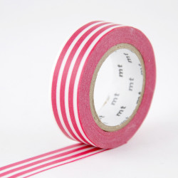 Masking Tape 7 m x 15 mm Rayé Framboise