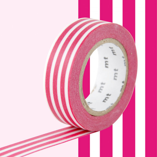 Masking Tape 7 m x 15 mm Rayé Framboise