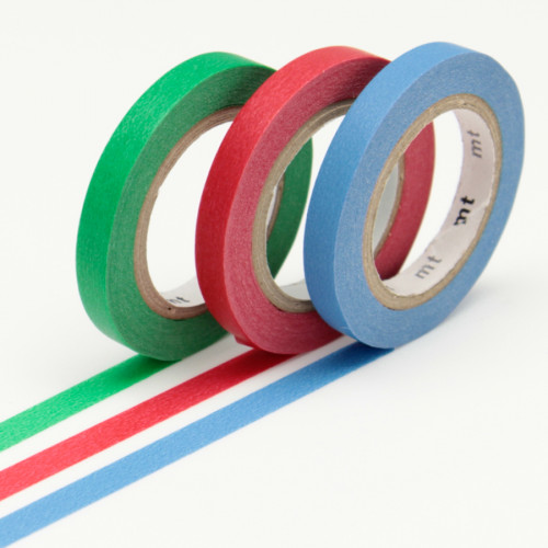 Masking Tape Slim 7 m x 6 mm Set H 3 couleurs Unies