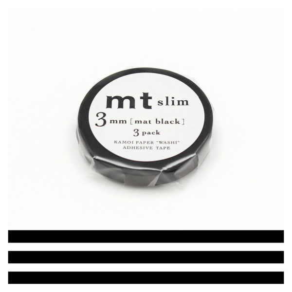 Masking Tape Slim 7 m x 3 mm Uni Noir Mat