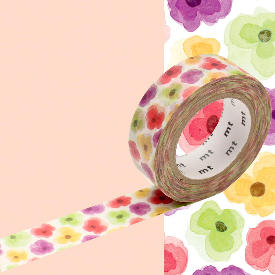 Masking Tape 7 m x 15 mm Pensées Aquarelle - Scrapmalin