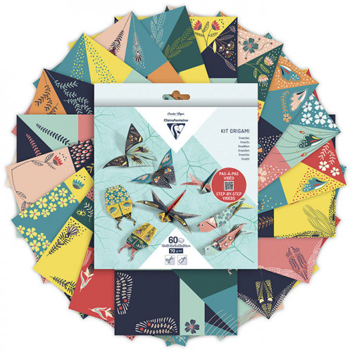 Kit origami Insectes 60 feuilles 3 formats