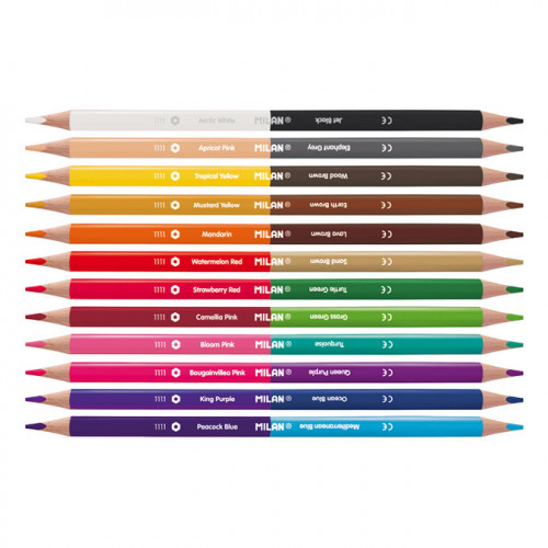 12 crayons bi couleur triangulaires