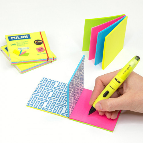 Bloc-notes adhésives Fluo en 4 blocs séparés 76 x 76 mm 100 pcs