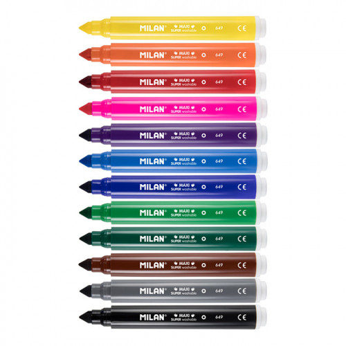 Feutres Maxi Super Lavables 7.5mm pochette 12 couleurs