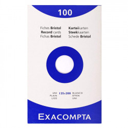 Fiche Bristol blanc Uni 100 feuilles 7,5 x 12,5 cm