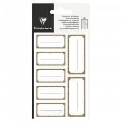 Étiquettes Blanches et or rectangle adhésives 28 pcs