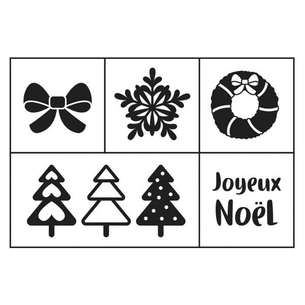 Tampon bois Set Noël sapins 5 pcs