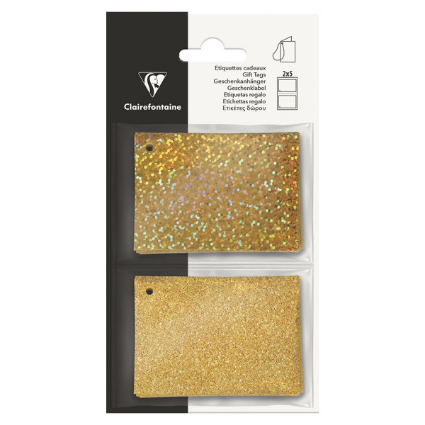 Étiquettes holographiques dorées rectangle 10 pcs