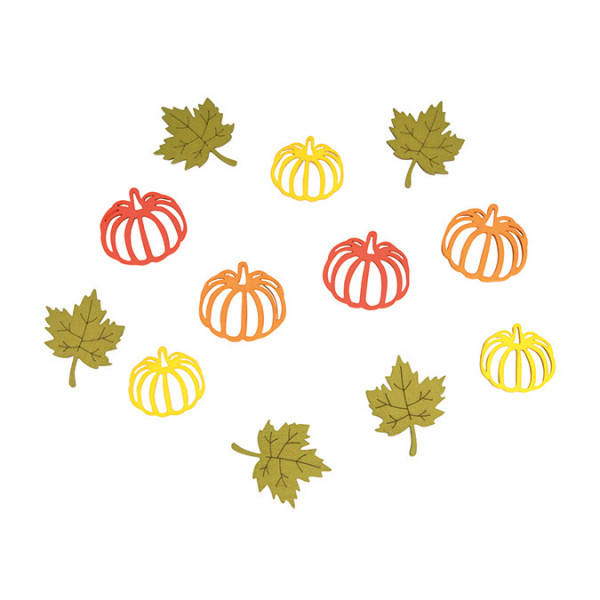 Miniatures en bois Citrouilles + feuilles 12 pcs