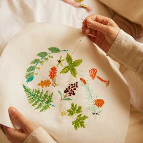 Kit broderie point de croix Chemin forestier