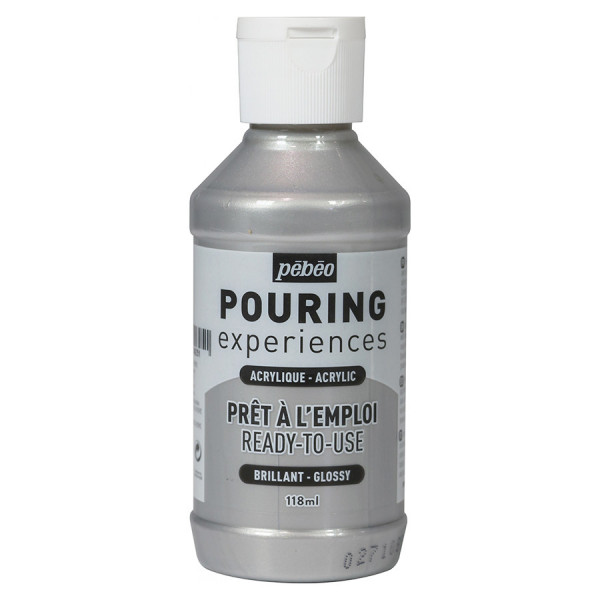 Peinture acrylique Pouring Expérience 118 ml Argent métallique