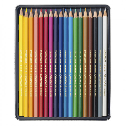 Crayon de couleur Swisscolor Boîte métal 18 pièces