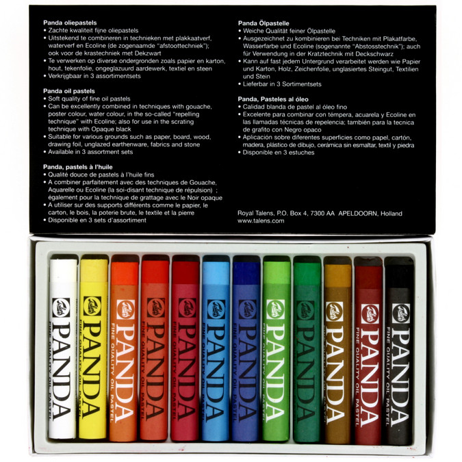 Pastels gras Talens Panda, couleurs assorties, la boîte de 12 pastels