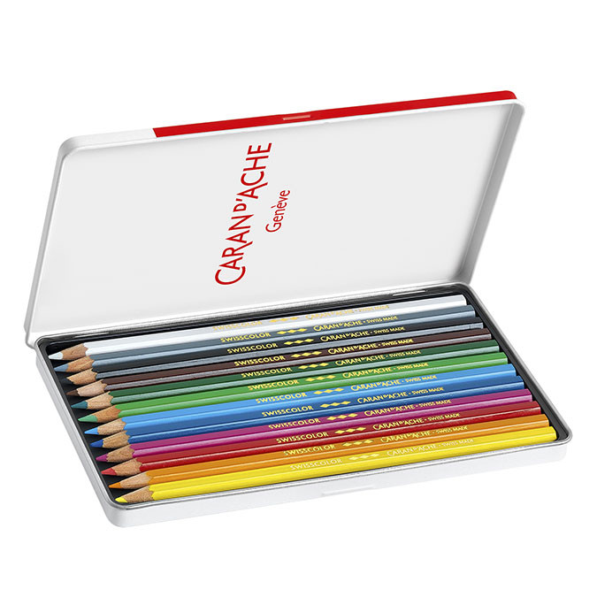 Crayon de couleur Swisscolor Boîte métal 12 pièces
