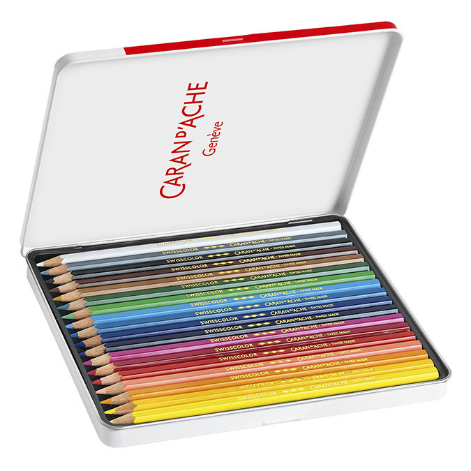 Crayon de couleur Swisscolor Boîte métal 18 pièces