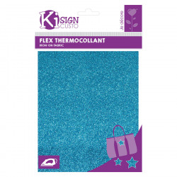 Tissu thermocollant pailleté 15 x 20 cm Bleu