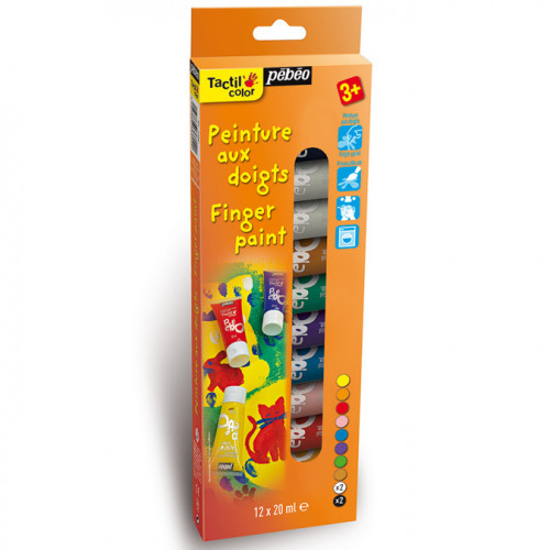 6 tubes de peinture à doigts pour enfant - couleurs pailletées DJECO 9017