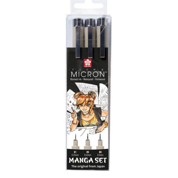 Feutre Pigma Micron set Manga 3 pcs