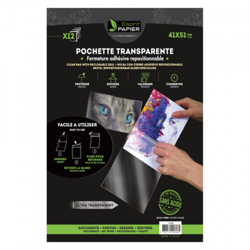 Pochette transparente Polypropylène 50 µ 41 x 51 cm 12 pcs