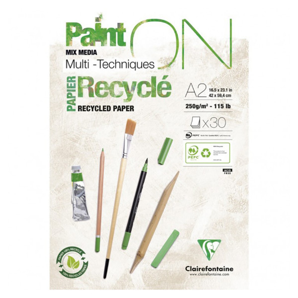 Bloc Paint'On papier Recyclé 250 g/m² 30F A2 42 x 59,4 cm