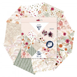 Papier Origami Fleur séchée 60 feuilles assorties