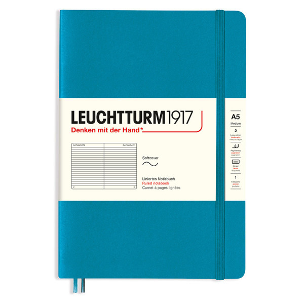 Carnet de notes page Lignée A5 Couverture souple Smooth Colours Océan