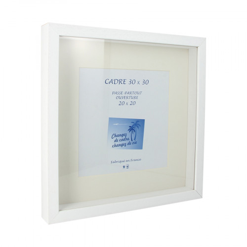 Cadre Vitrine XXL Blanc + Passe-partout 30 x 30 cm