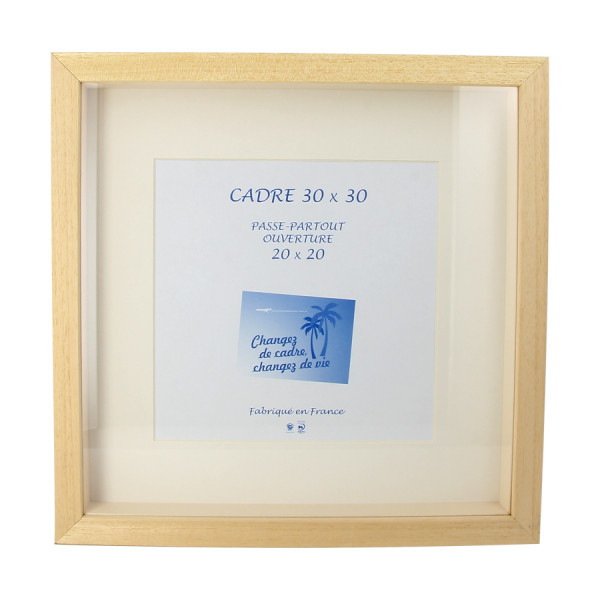 Cadre Vitrine XXL Brut + Passe-partout 40 x 40 cm