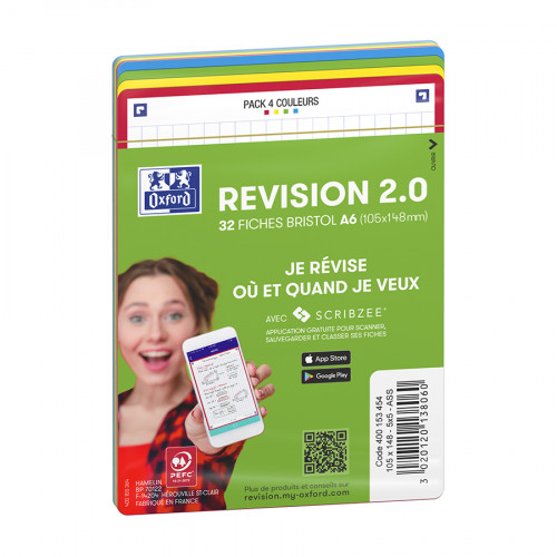 Fiche Bristol Révision 2.0 A6 10.5 x 14.8 cm 32 pcs Non perforée 4 couleurs