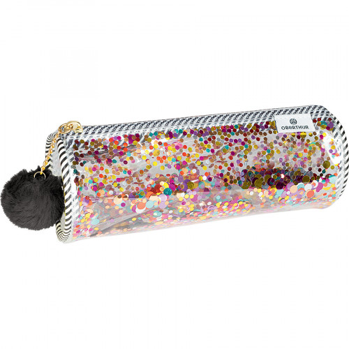 Trousse ronde 1 compartiment 22 x 6 cm Confettis